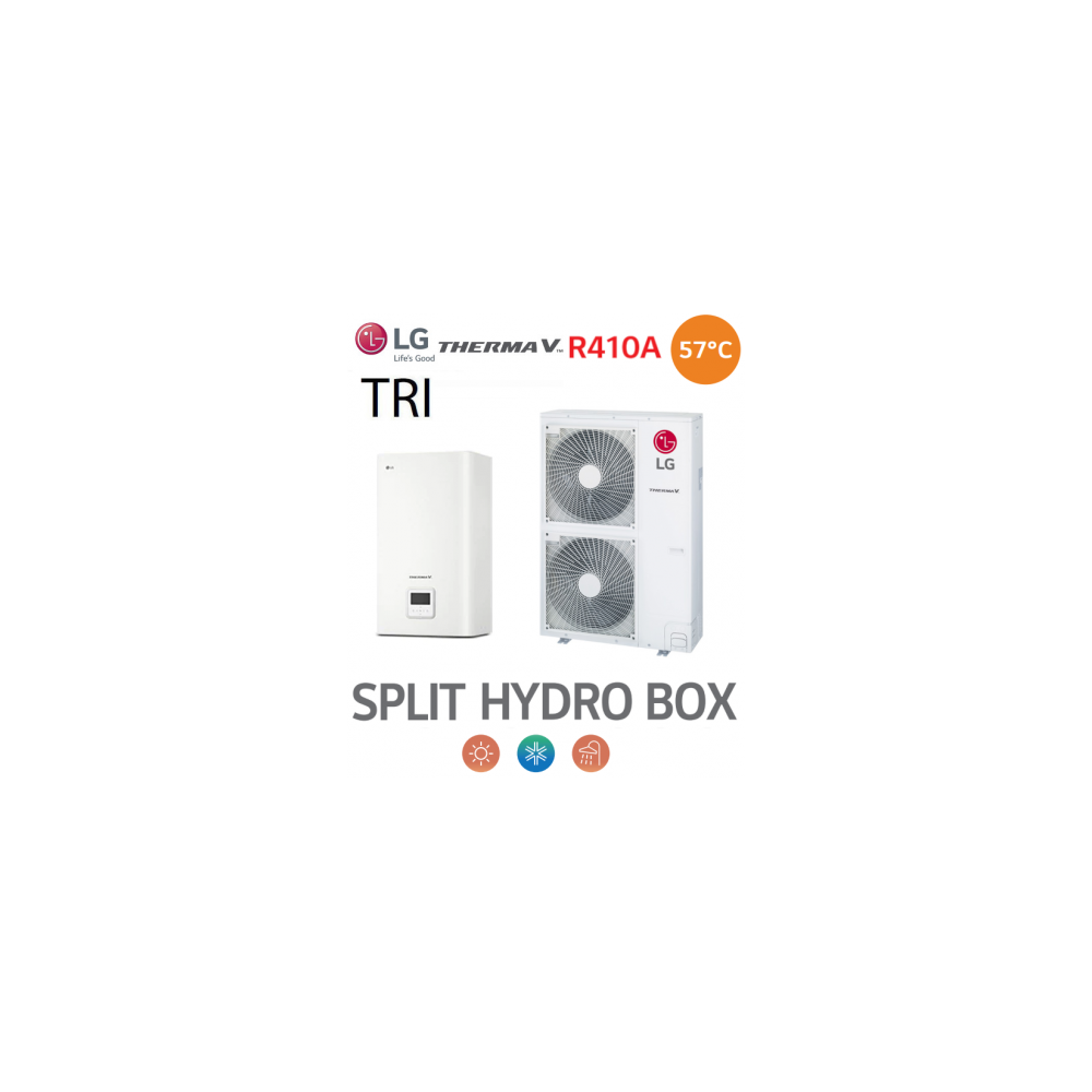 Pompe à Chaleur THERMA V Split 57°C HYDRO BOX - HU123MA.U33 + HN1636M.NK5 - Triphasé - R410A Pompe à Chaleur THERMA V Split 57°C HYDRO BOX - HU123MA.U33 + HN1636M.NK5 - Triphasé - R410A