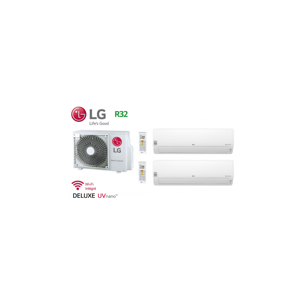 Climatiseur LG Bi-Split DELUXE WIFI MU2R15.U13 + 2 DM07RK.NSJ